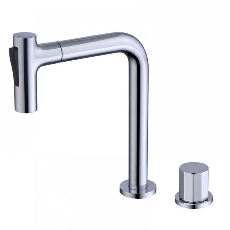 Widespread Bathroom Faucet Swivel Spout High-Arc with Pull Out Sprayer