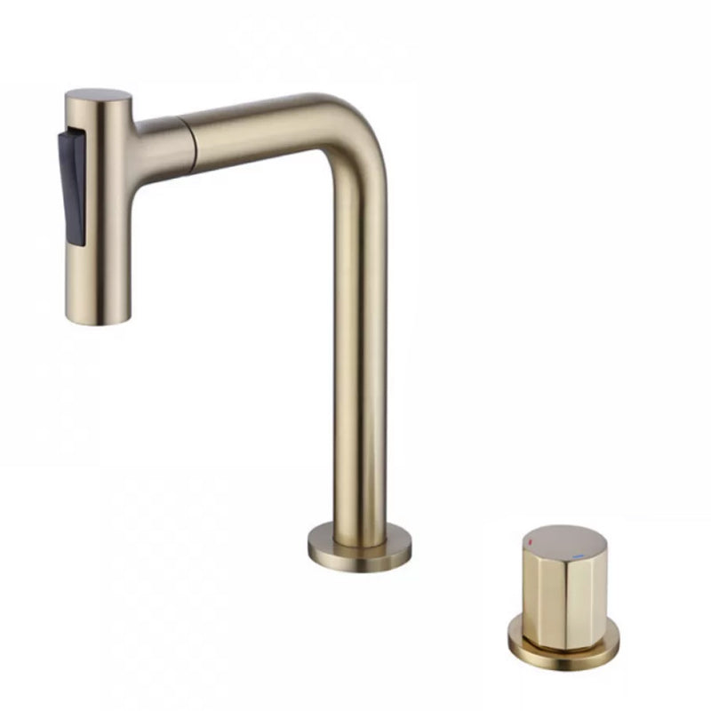 Widespread Bathroom Faucet Swivel Spout High-Arc with Pull Out Sprayer