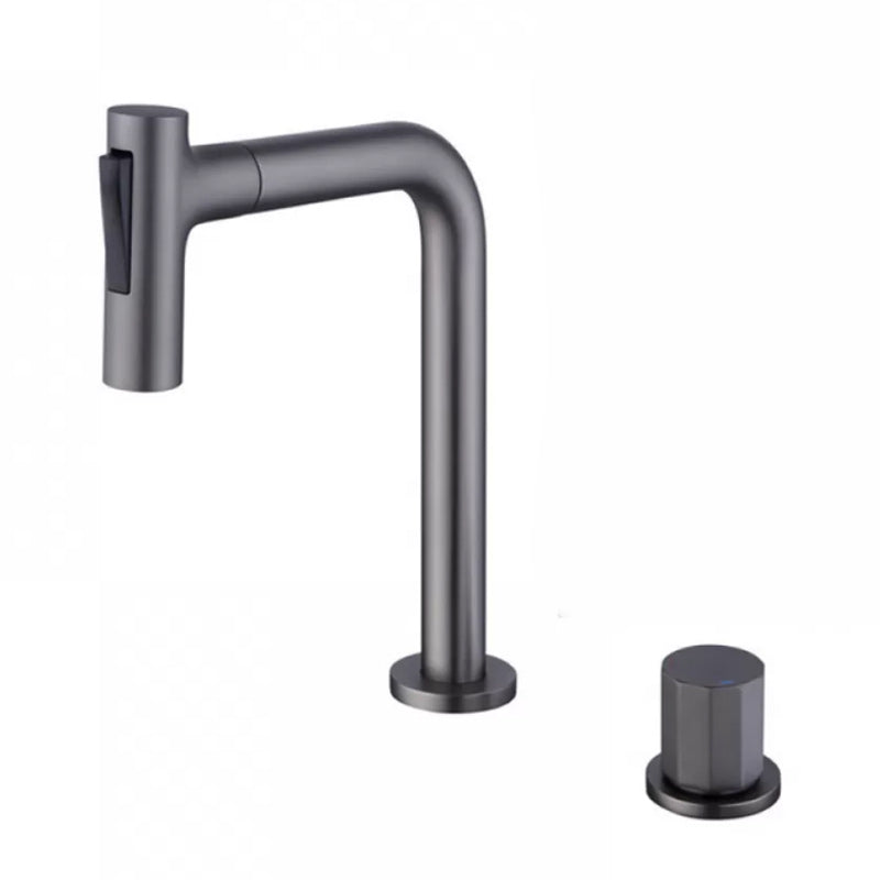 Widespread Bathroom Faucet Swivel Spout High-Arc with Pull Out Sprayer