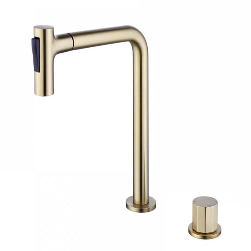 Widespread Bathroom Faucet Swivel Spout High-Arc with Pull Out Sprayer