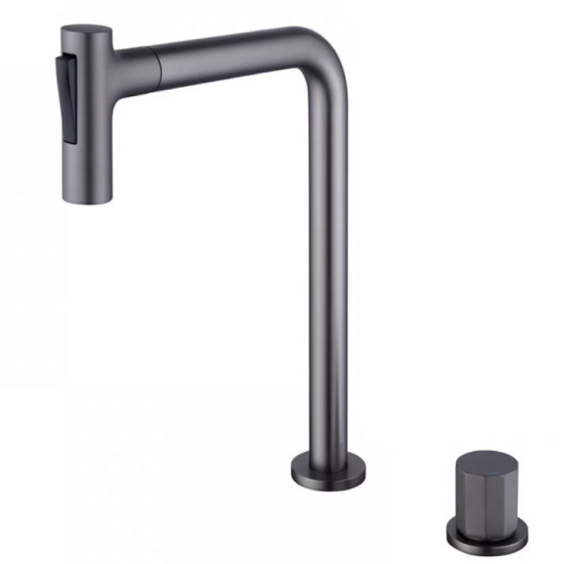 Widespread Bathroom Faucet Swivel Spout High-Arc with Pull Out Sprayer