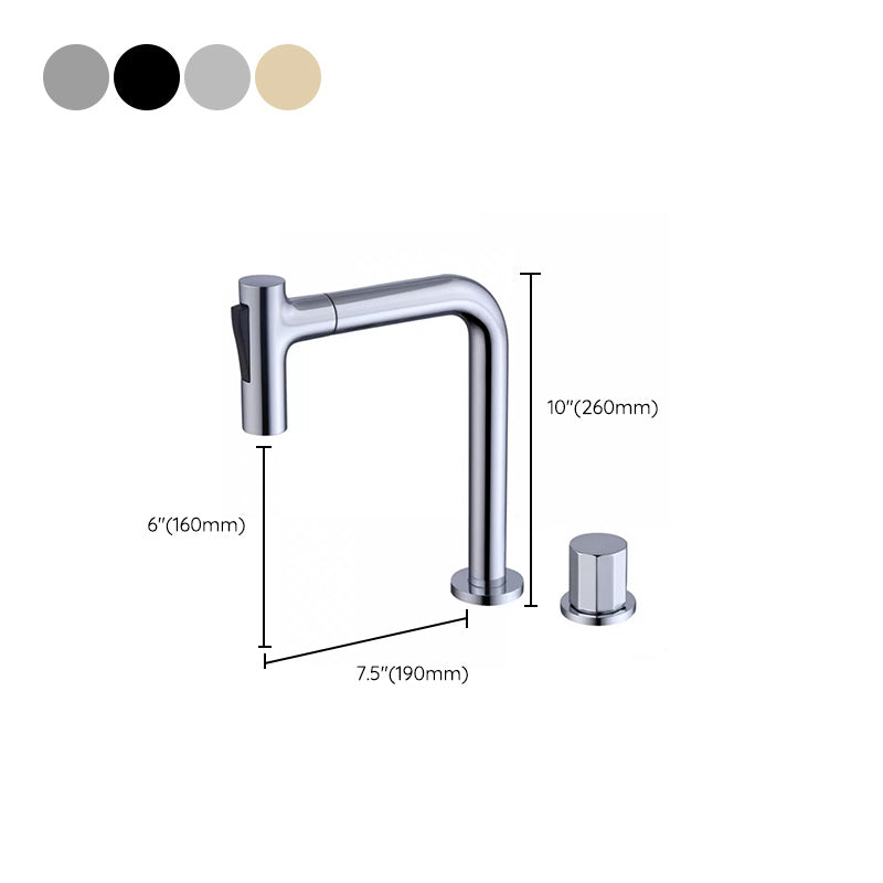 Widespread Bathroom Faucet Swivel Spout High-Arc with Pull Out Sprayer