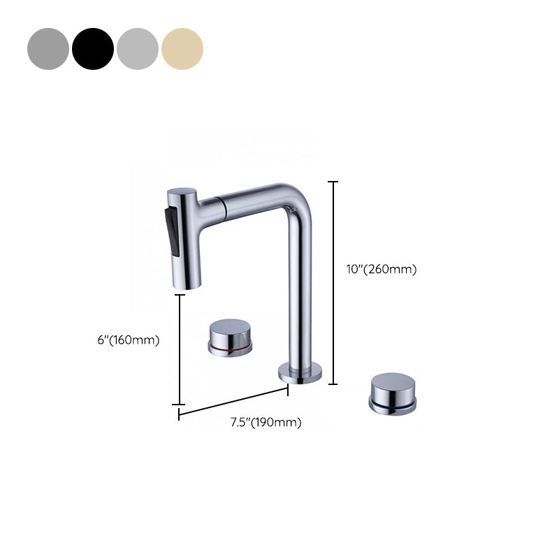 Widespread Bathroom Faucet Swivel Spout High-Arc with Pull Out Sprayer