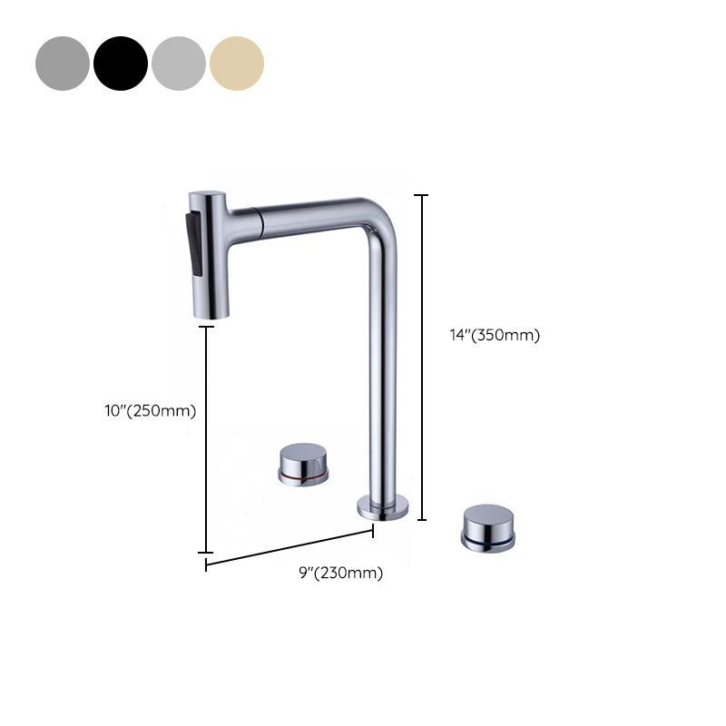 Widespread Bathroom Faucet Swivel Spout High-Arc with Pull Out Sprayer