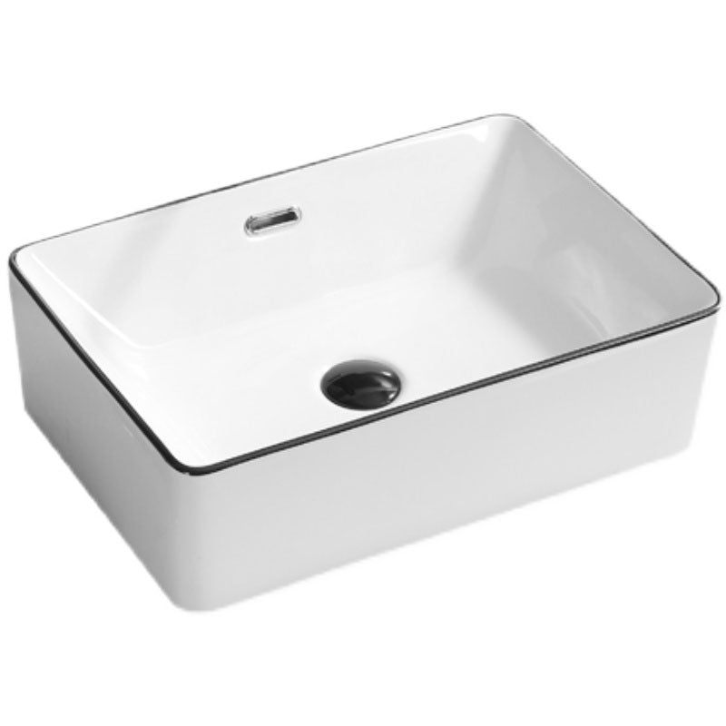 Bathroom Sink Ceramic Black Edging Anti-spill Rectangular Rod Single Handle Faucet Sink