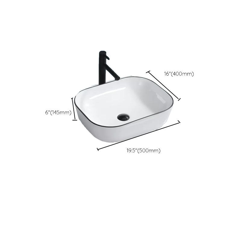 Bathroom Sink Ceramic Black Edging Anti-spill Rectangular Rod Single Handle Faucet Sink