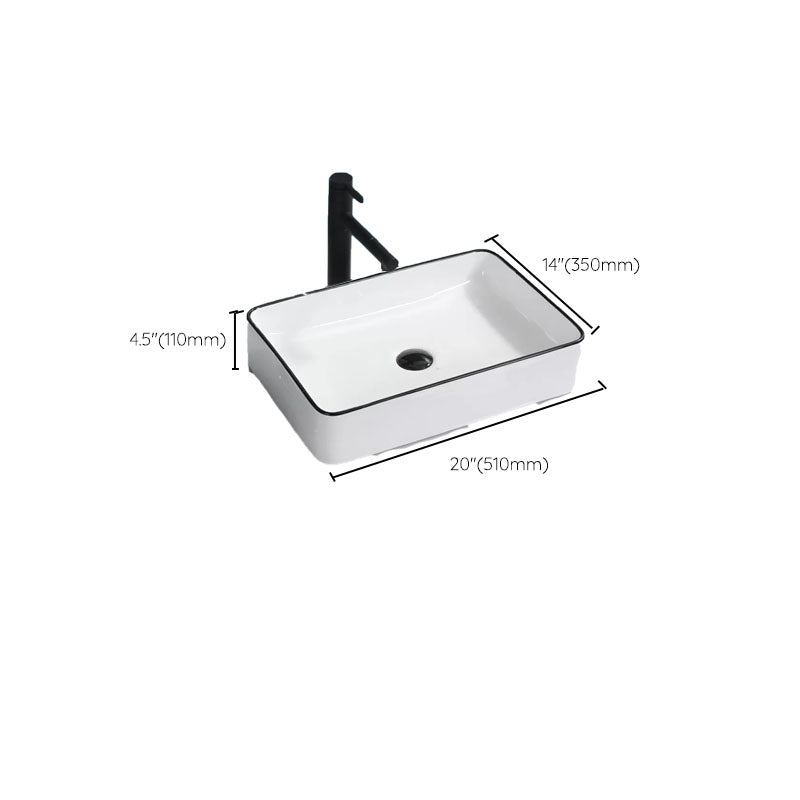 Bathroom Sink Ceramic Black Edging Anti-spill Rectangular Rod Single Handle Faucet Sink