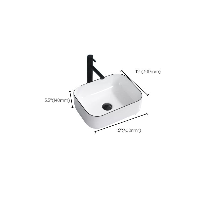 Bathroom Sink Ceramic Black Edging Anti-spill Rectangular Rod Single Handle Faucet Sink