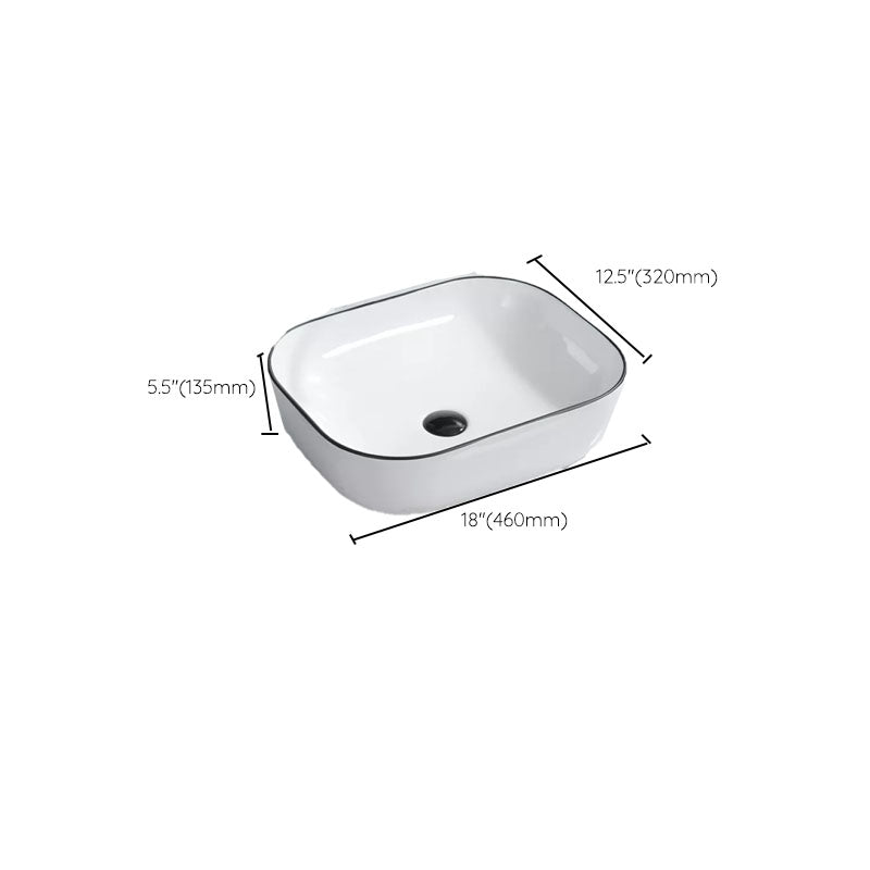 Bathroom Sink Ceramic Black Edging Anti-spill Rectangular Rod Single Handle Faucet Sink