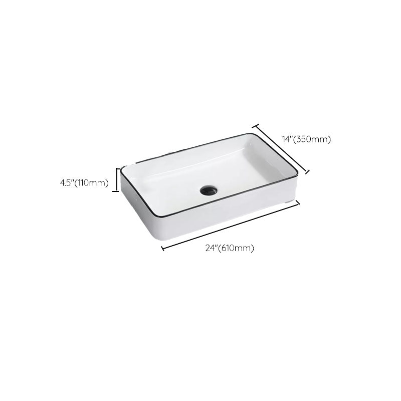 Bathroom Sink Ceramic Black Edging Anti-spill Rectangular Rod Single Handle Faucet Sink