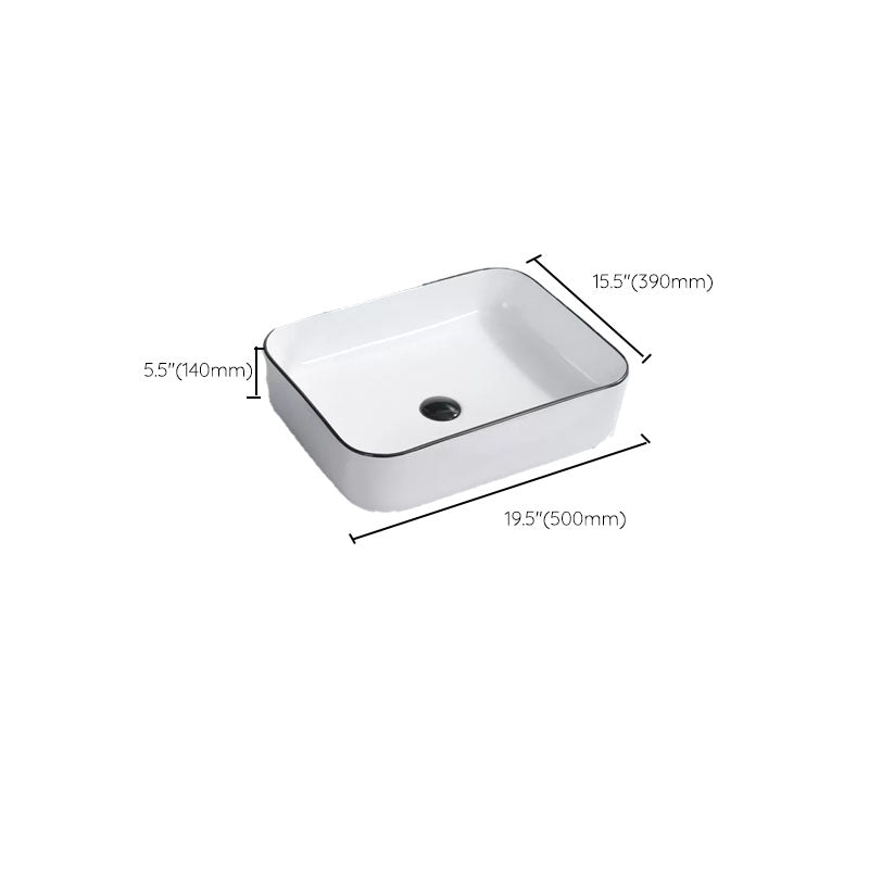 Bathroom Sink Ceramic Black Edging Anti-spill Rectangular Rod Single Handle Faucet Sink
