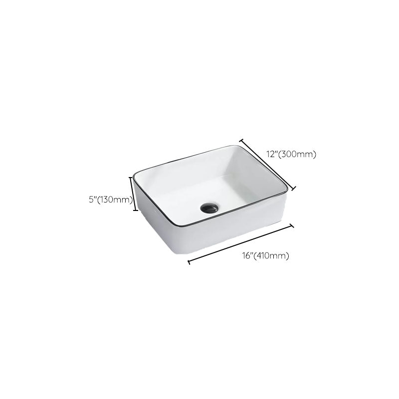 Bathroom Sink Ceramic Black Edging Anti-spill Rectangular Rod Single Handle Faucet Sink