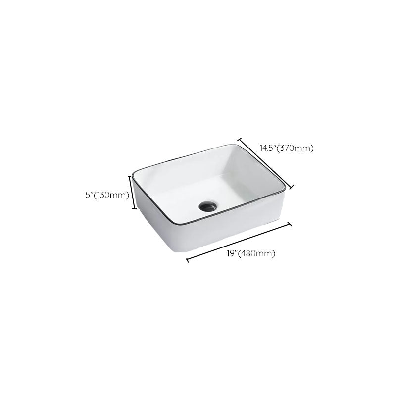 Bathroom Sink Ceramic Black Edging Anti-spill Rectangular Rod Single Handle Faucet Sink