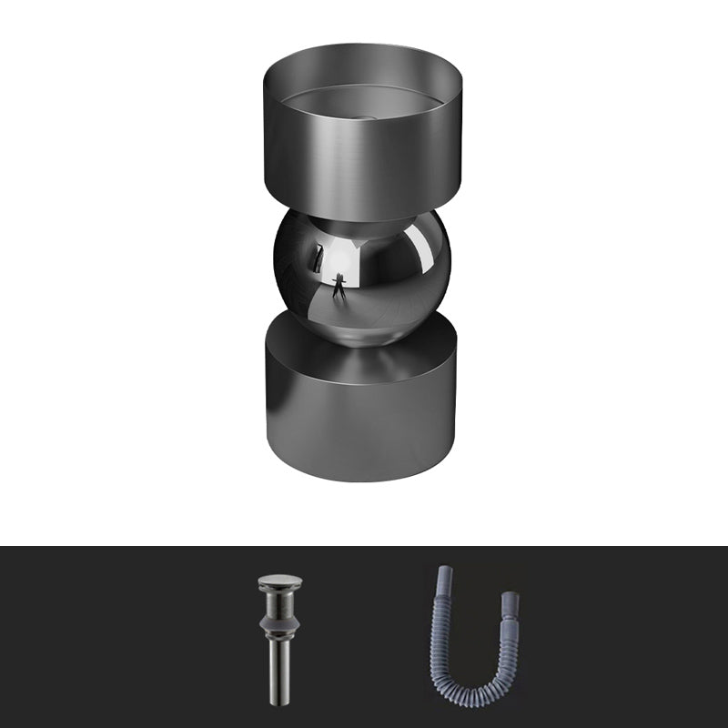 Contemporary Bathroom Sink with Pop-Up Drain Metal Round Pedestal Bathroom Sink