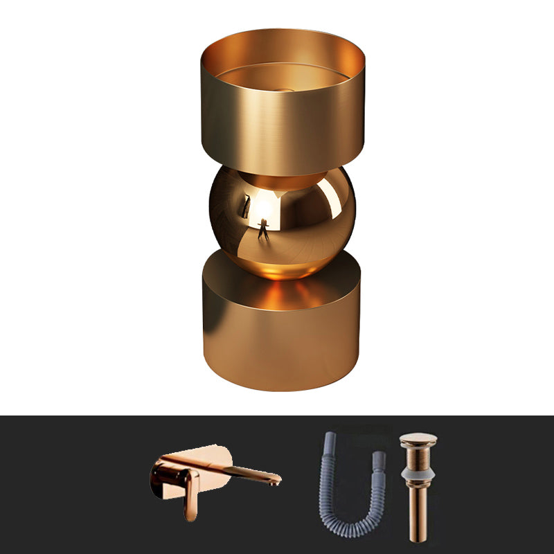 Contemporary Bathroom Sink with Pop-Up Drain Metal Round Pedestal Bathroom Sink
