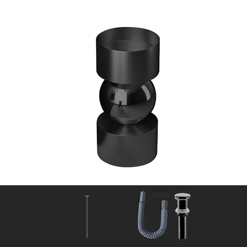Contemporary Bathroom Sink with Pop-Up Drain Metal Round Pedestal Bathroom Sink