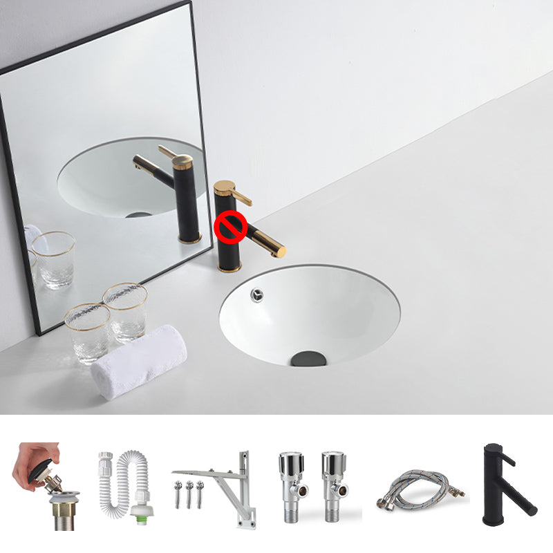 Traditional Undermount Bathroom Sink Round Porcelain Shut-Off Valve Included Basin Sink