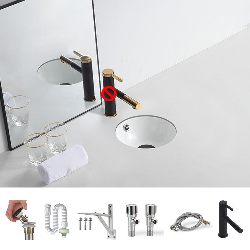 Traditional Undermount Bathroom Sink Round Porcelain Shut-Off Valve Included Basin Sink