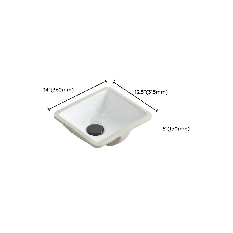 Traditional Undermount Bathroom Sink Round Porcelain Shut-Off Valve Included Basin Sink