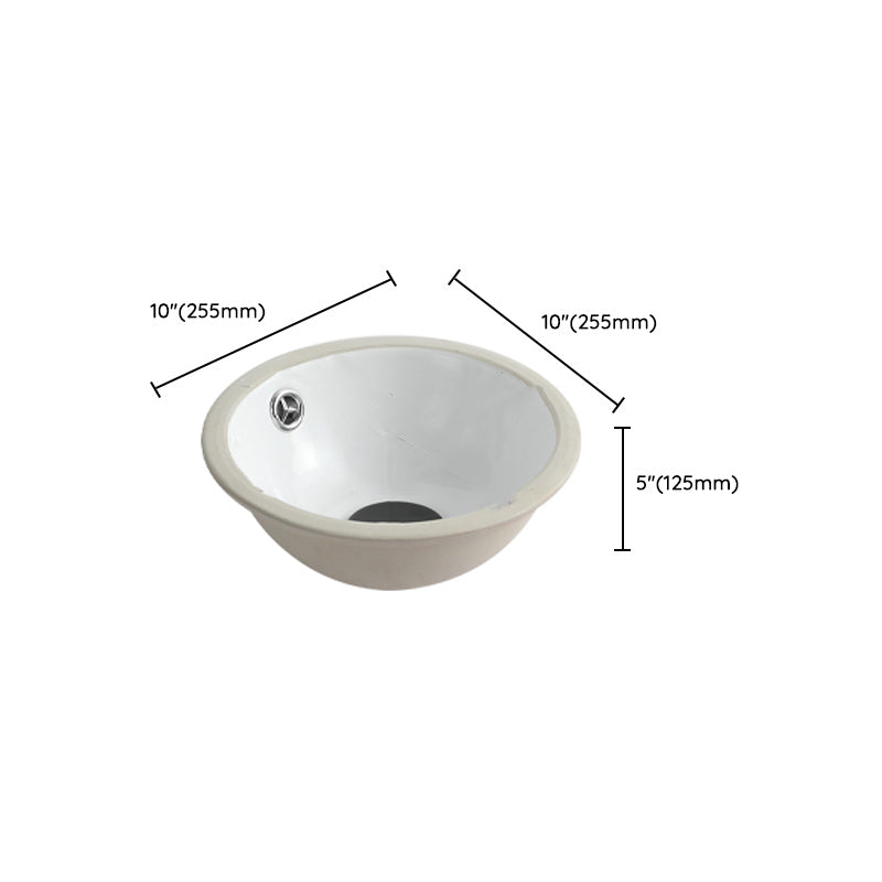Traditional Undermount Bathroom Sink Round Porcelain Shut-Off Valve Included Basin Sink
