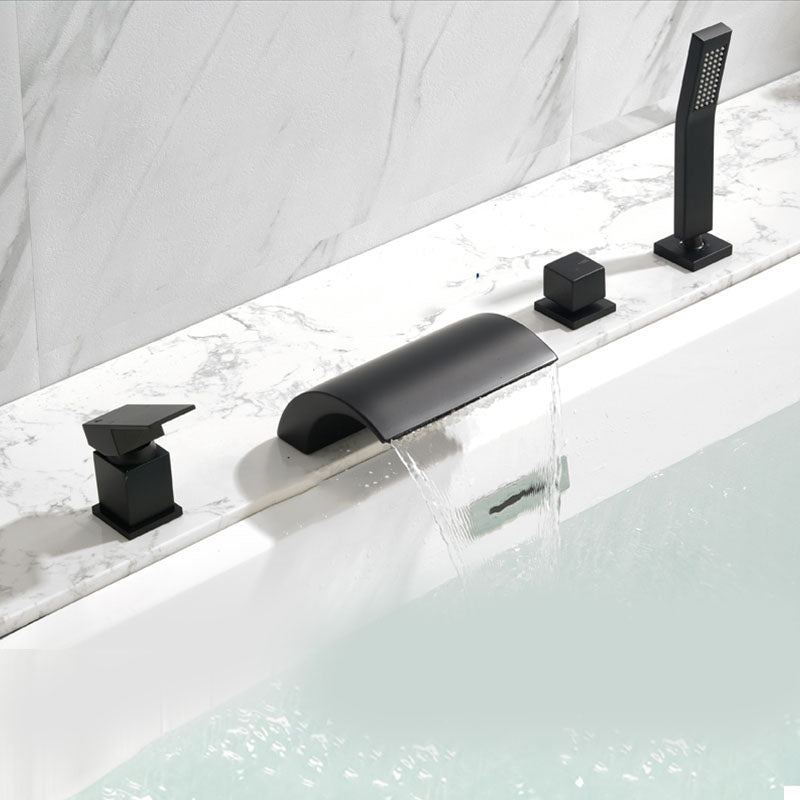 Brass Roman Bathtub Faucet Waterfall Spout Tub Faucet with Hand Shower