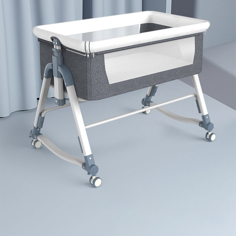 Adjustable Height Baby Crib Modern Mini Nursery Crib with Carry Bag and Storage