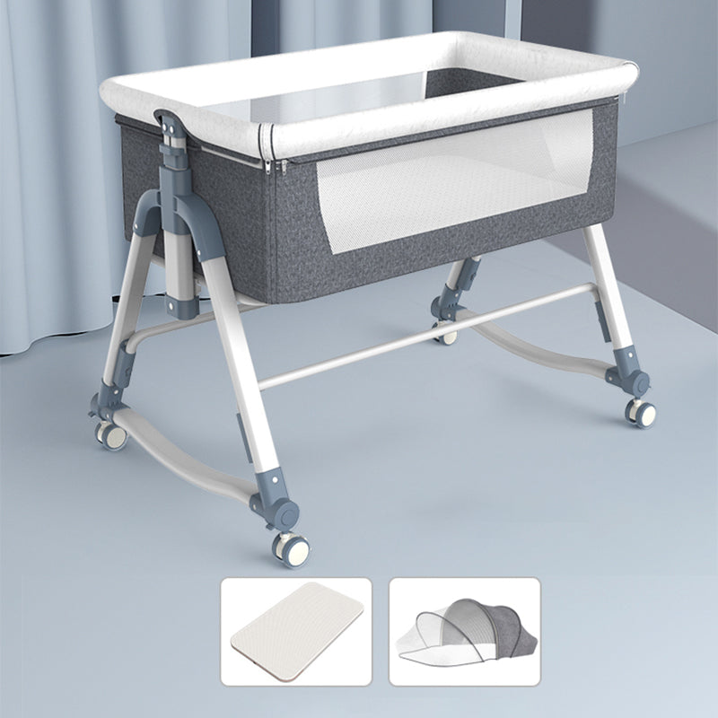 Adjustable Height Baby Crib Modern Mini Nursery Crib with Carry Bag and Storage