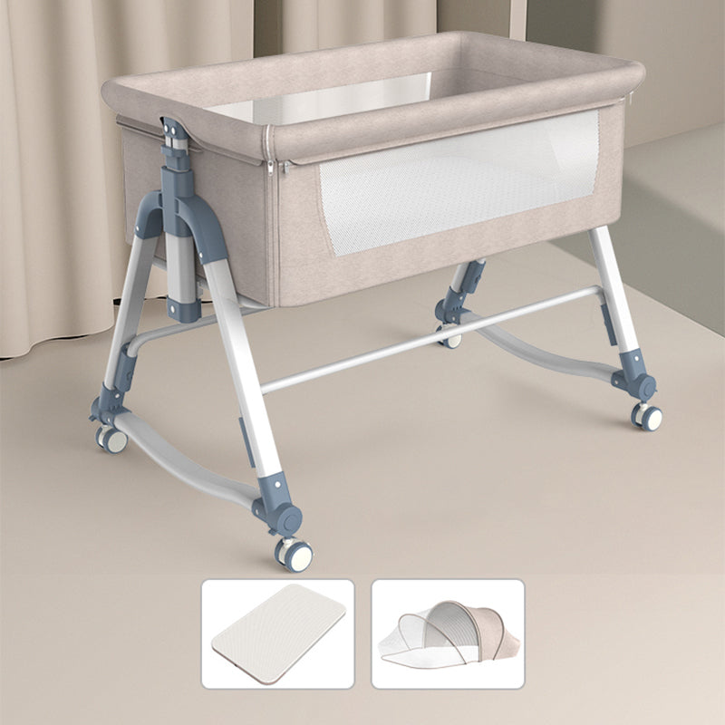 Adjustable Height Baby Crib Modern Mini Nursery Crib with Carry Bag and Storage