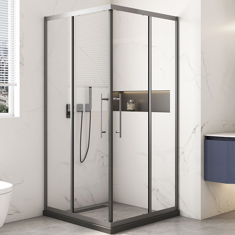 Black Framed Shower Doors Double Sliding Tempered Shower Bath Door