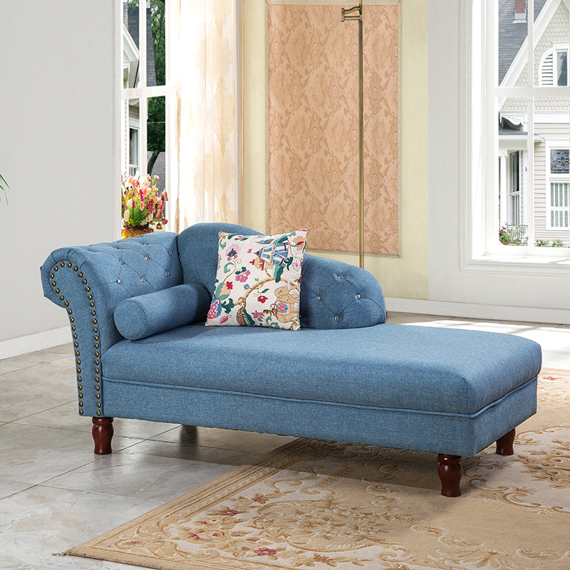 Living Room Velvet Rolled Arms Chaise Modern Chaise Lounge with Upholster
