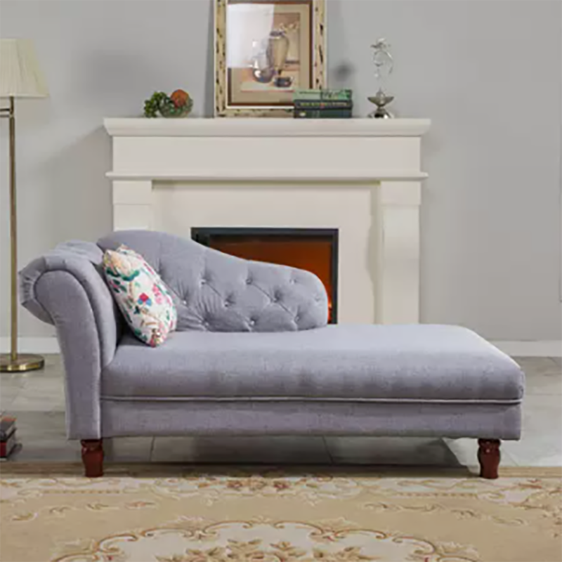 Living Room Velvet Rolled Arms Chaise Modern Chaise Lounge with Upholster