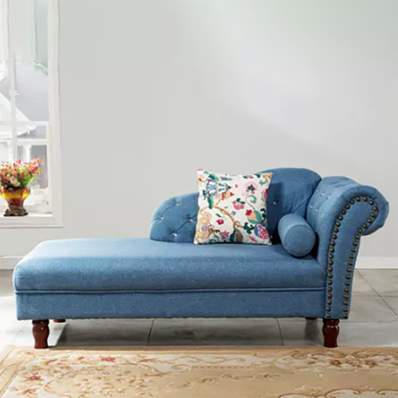 Living Room Velvet Rolled Arms Chaise Modern Chaise Lounge with Upholster