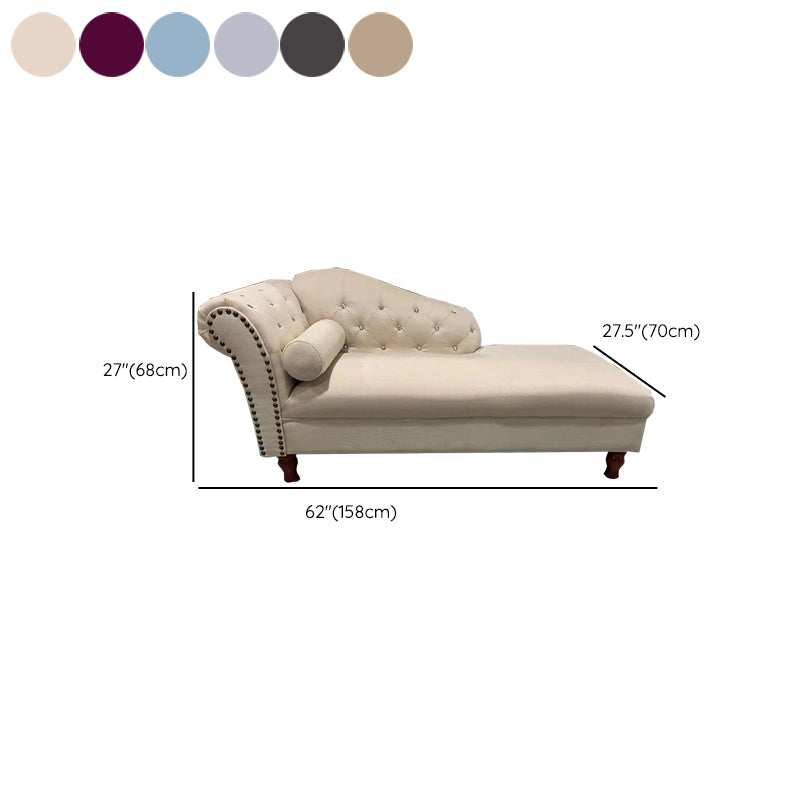 Living Room Velvet Rolled Arms Chaise Modern Chaise Lounge with Upholster