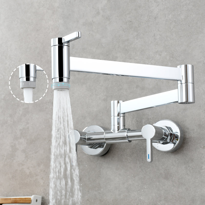 Modern Wall Mounted Double Handles Pot Filler Low Arc Profile Filler