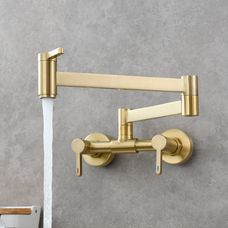 Modern Wall Mounted Double Handles Pot Filler Low Arc Profile Filler