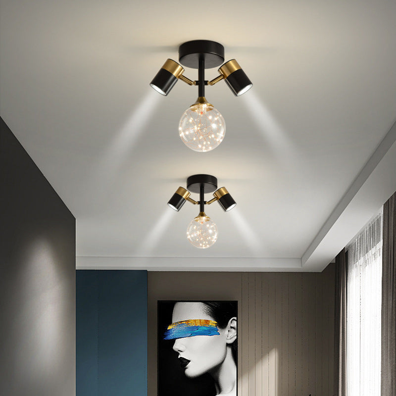 Contemporary Ceiling Light Fixture Metal Semi Flush Mount in Black for Corridor