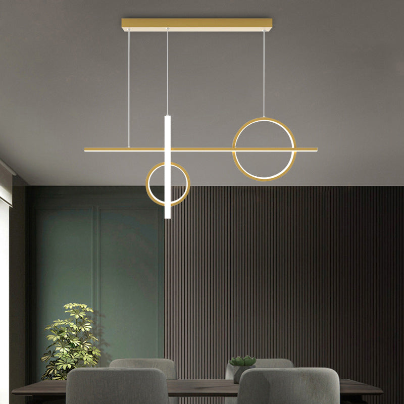 Modernism 4-Light Golden/Black Ceiling Light Metal Island Lighting for Dining Room