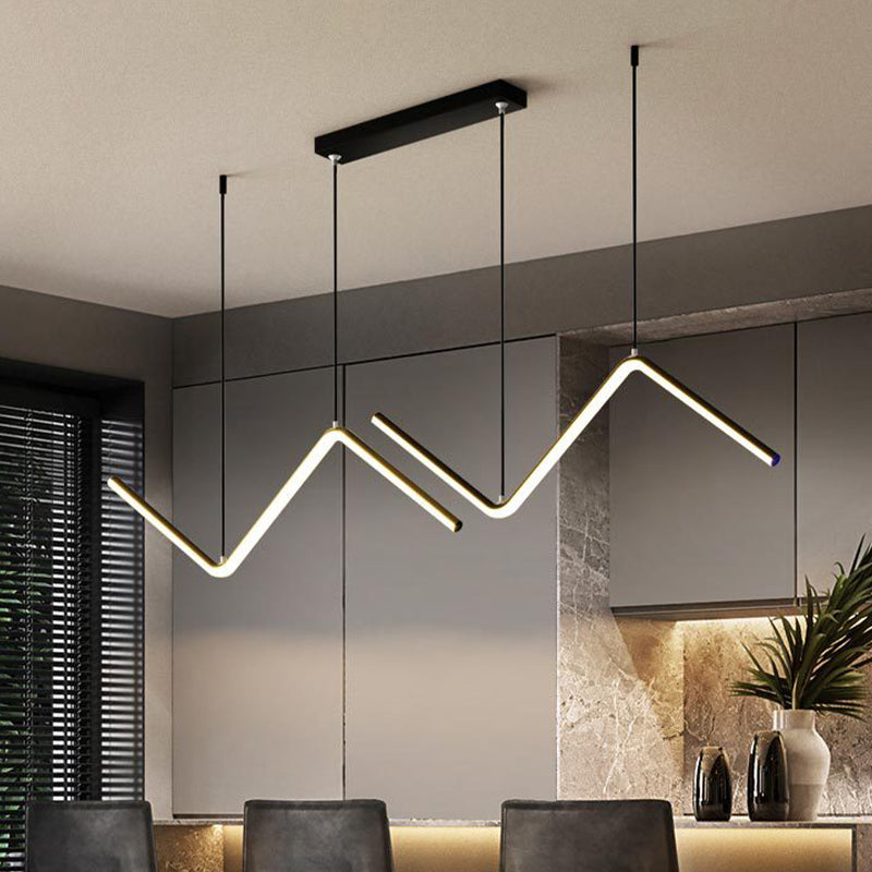 Modernism 2-Light Black/Golden Ceiling Light Metal Kitchen Island Lighting