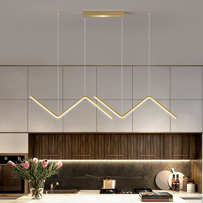 Modernism 2-Light Black/Golden Ceiling Light Metal Kitchen Island Lighting
