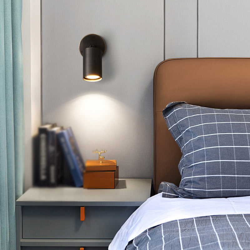 Cylinder Wall Sconce Solid Brass Wall Lighting Fixture in Black Finish