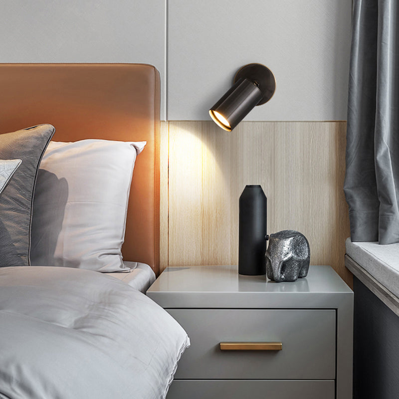 Cylinder Wall Sconce Solid Brass Wall Lighting Fixture in Black Finish