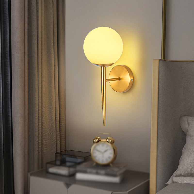 Modern Simple Vanity Light Ball Shape Vanity Lamp with Glass Shade for Bedroom