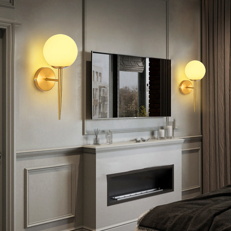 Modern Simple Vanity Light Ball Shape Vanity Lamp with Glass Shade for Bedroom
