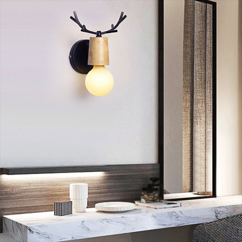 Unique Shape Wood Vanity Sconce Light Modern Style 1-Light Vanity Mirror Lights