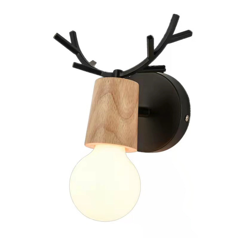 Unique Shape Wood Vanity Sconce Light Modern Style 1-Light Vanity Mirror Lights