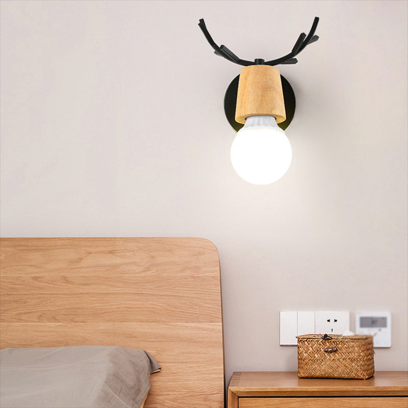 Unique Shape Wood Vanity Sconce Light Modern Style 1-Light Vanity Mirror Lights