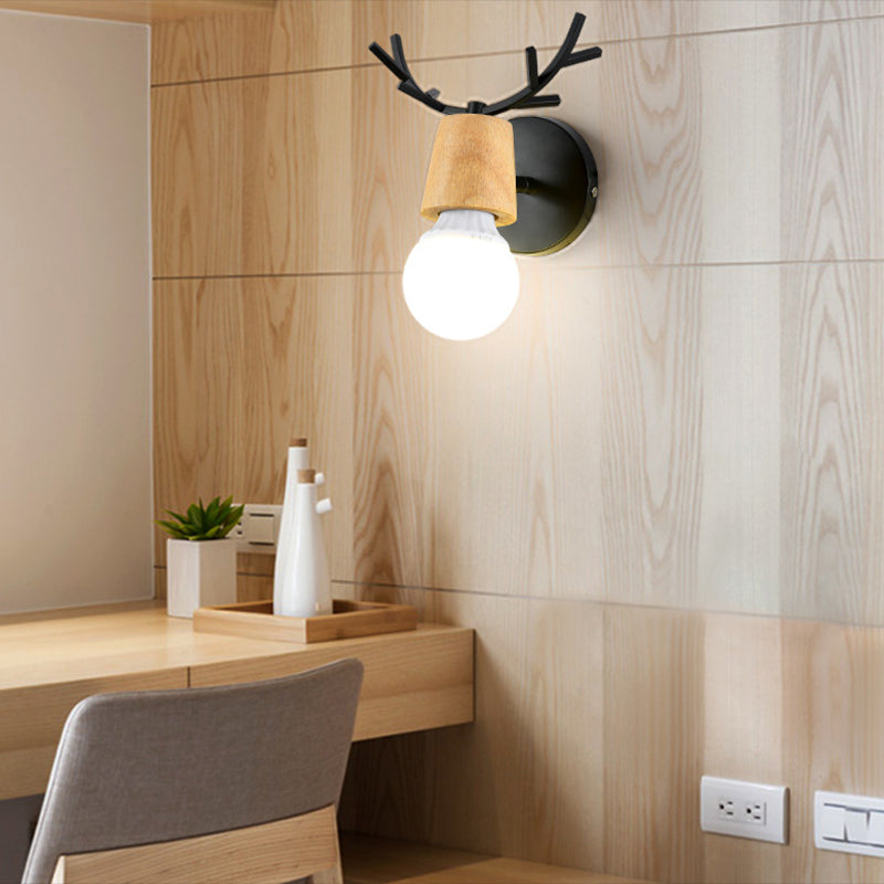 Unique Shape Wood Vanity Sconce Light Modern Style 1-Light Vanity Mirror Lights