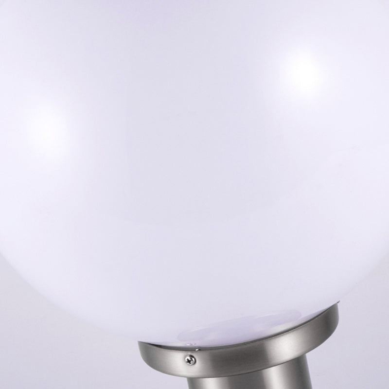 Globe Solar Pillar Lamp Contemporary Metal Outdoor Waterproof Light