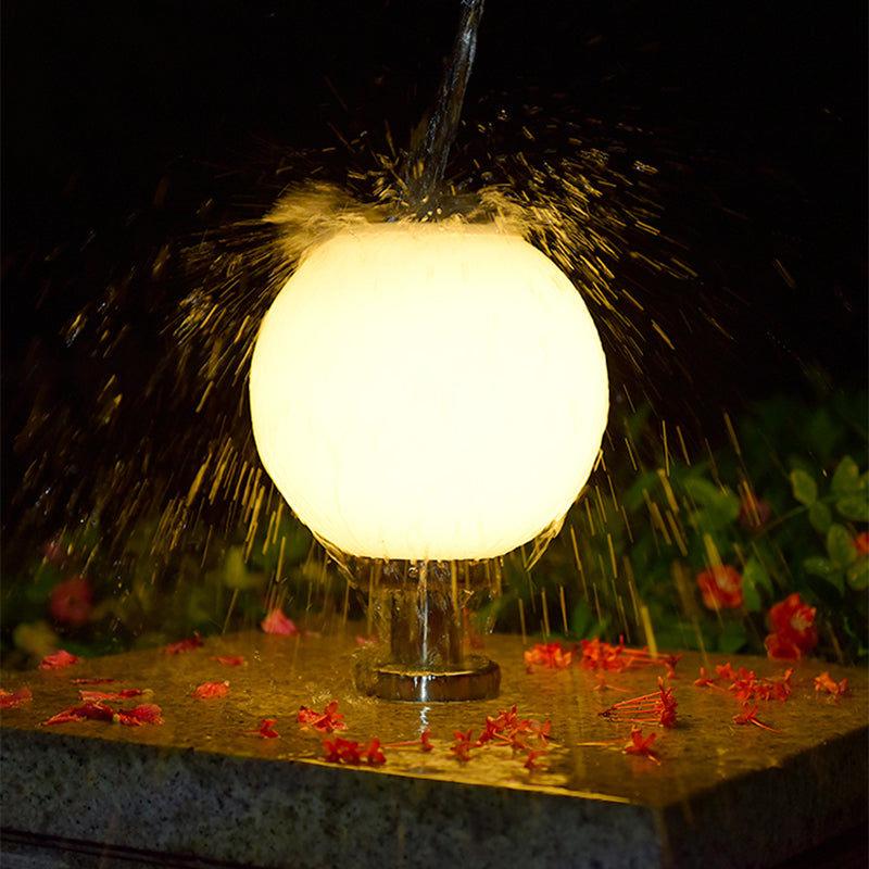 Globe Solar Pillar Lamp Contemporary Metal Outdoor Waterproof Light