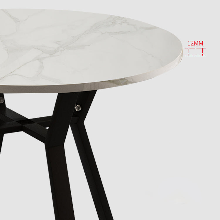 Fixed Modern Dinette Set 1/2/5 Pcs Round Stone Dining Table with Chairs